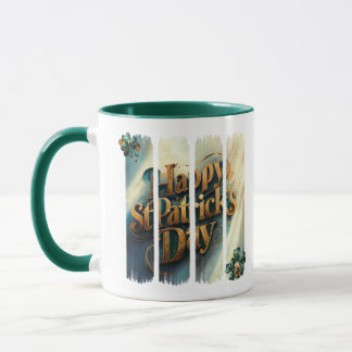 Lycklig St.Patrick's Day Lodrät Brushstroke Mugg