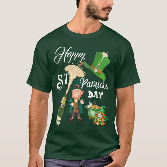 Lycklig St patricks day Lucky Hat Leprechaun Guld T Shirt (Framsida)