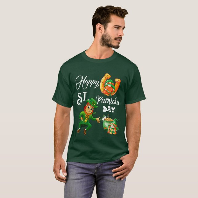 Lycklig St patricks day Lucky Leprechaun Pot of Gu T Shirt (Hel framsida)