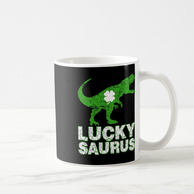 Lycklig St Patricks Day Luckysaurus Dinosaur Shamr Kaffemugg (Höger)