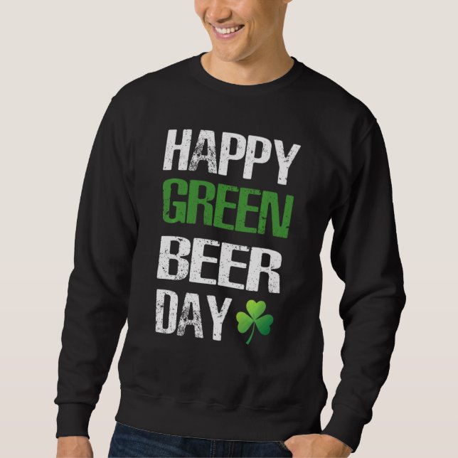 Lycklig St patrick's day Ludny Grönt Beer Irish Dr Lång Ärmad Tröja (Framsida)