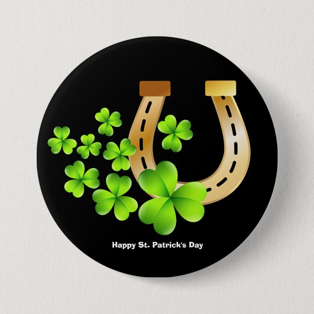 Lycklig St. Patrick's Day Lycka till Horse Shoe Knapp (Framsida)