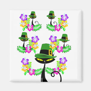 Lycklig St. Patrick's Day Magnets Cat Blommigt Magnet