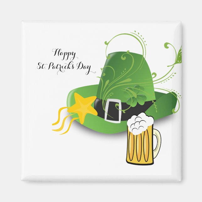 Lycklig St. Patrick's Day Magnets Hat Beer Magnet (Framsidan)
