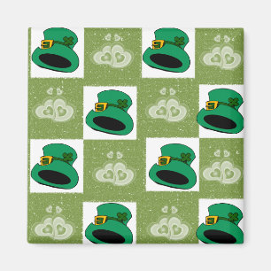 Lycklig St. Patrick's Day Magnets Hats Hearts Magnet