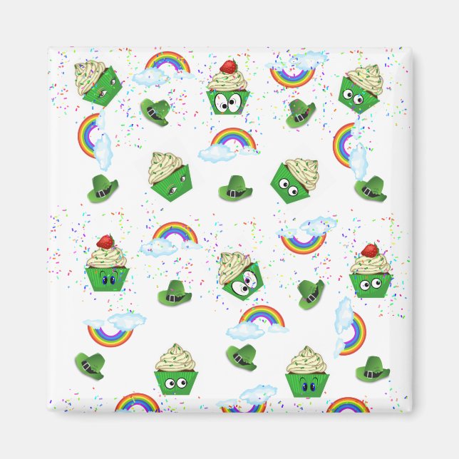 Lycklig St. Patrick's Day Magnets Muffinss Birthda Magnet (Framsidan)