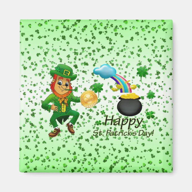 Lycklig St. Patrick's Day Magnets Rainbow Magnet (Framsidan)