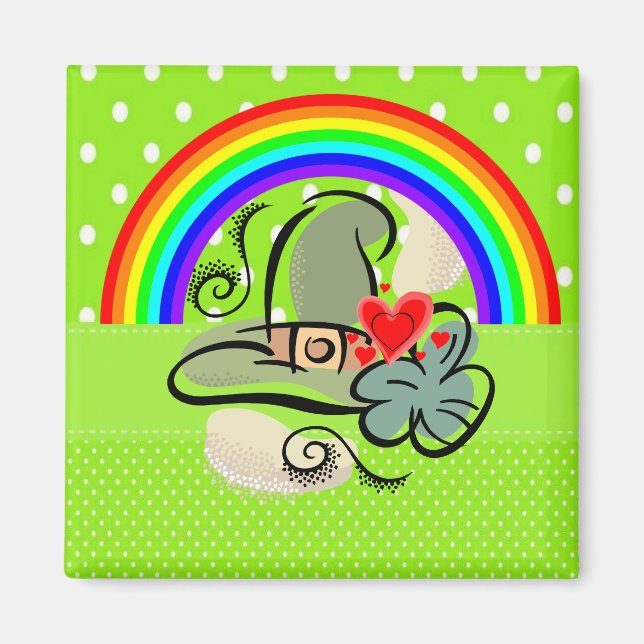 Lycklig St. Patrick's Day Magnets Rainbow Magnet (Framsidan)