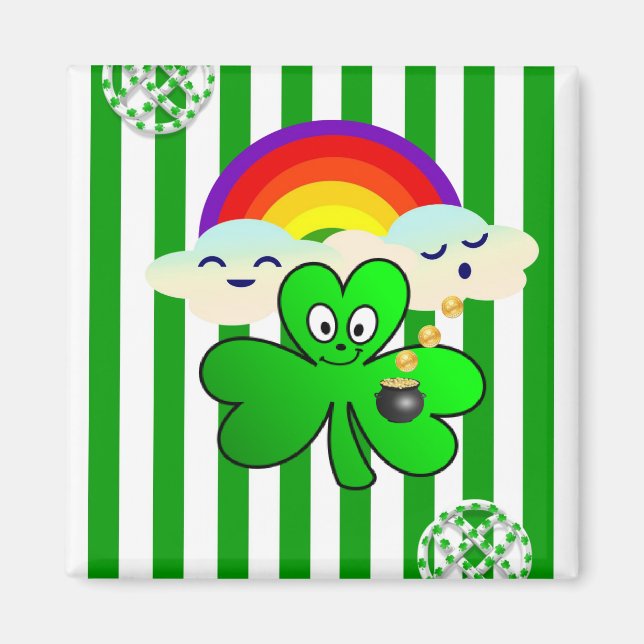Lycklig St. Patrick's Day Magnets Shamrock Magnet (Framsidan)