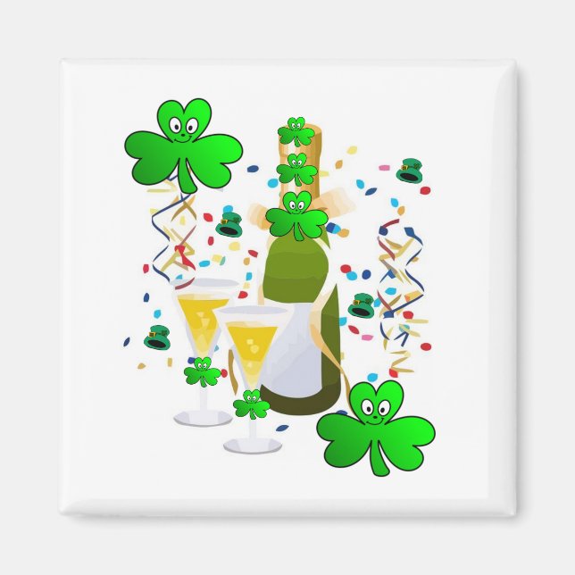 Lycklig St. Patrick's Day Magnets Shamrock Vin Magnet (Framsidan)