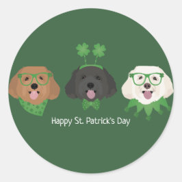 Lycklig St patricks day Maltipoo Hundar Runt Klistermärke