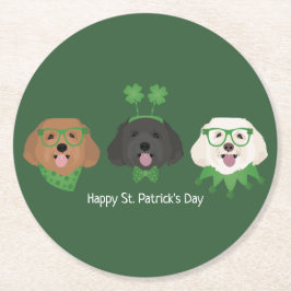 Lycklig St patricks day Maltipoo Hundar Underlägg Papper Rund