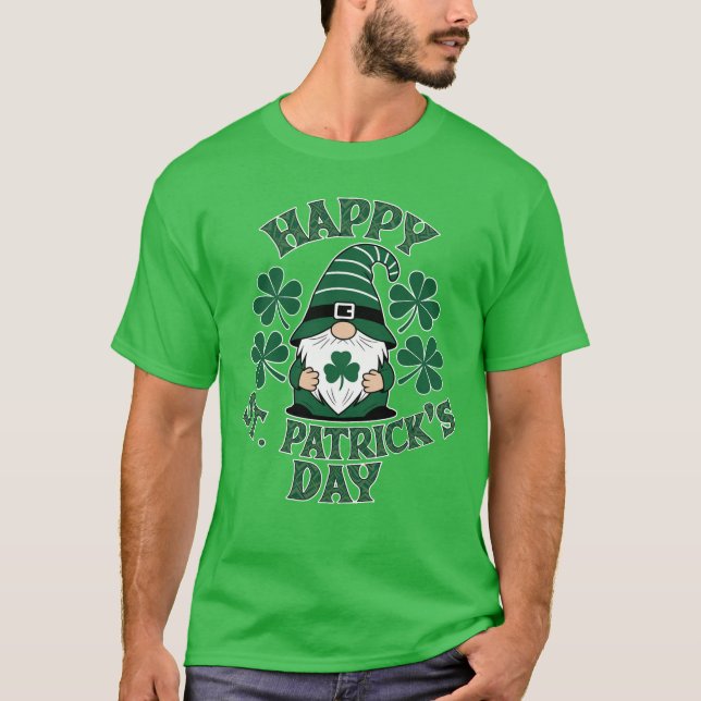 Lycklig St patricks day med Cute Irish Gnome T Shirt (Framsida)