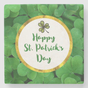 Lycklig St. Patrick's Day med Grönt Klöver Underlägg Sten
