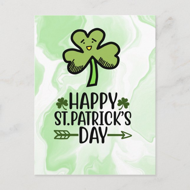 Lycklig St.Patrick's Day med schamprock Card Vykort (Framsida)