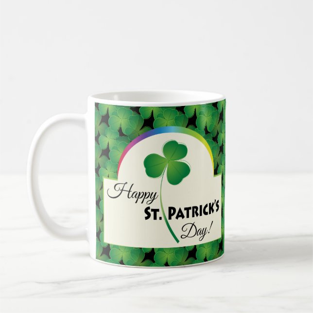 Lycklig St. Patrick's Day med schamprock Kaffemugg (Vänster)