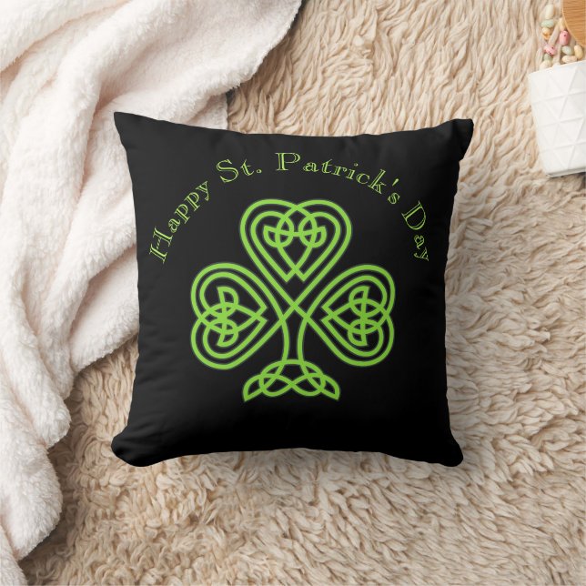 Lycklig St. Patrick's Day Modern Celtic Shamrock Kudde (Filt)