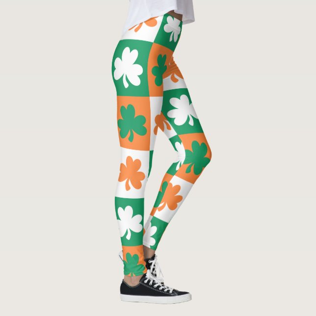 Lycklig St. Patrick's Day Mönster Leggings (Höger)
