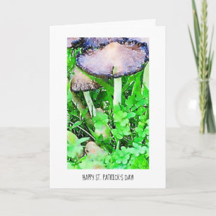 Lycklig St. Patrick's Day Mushroom & Grönt Klöver Kort