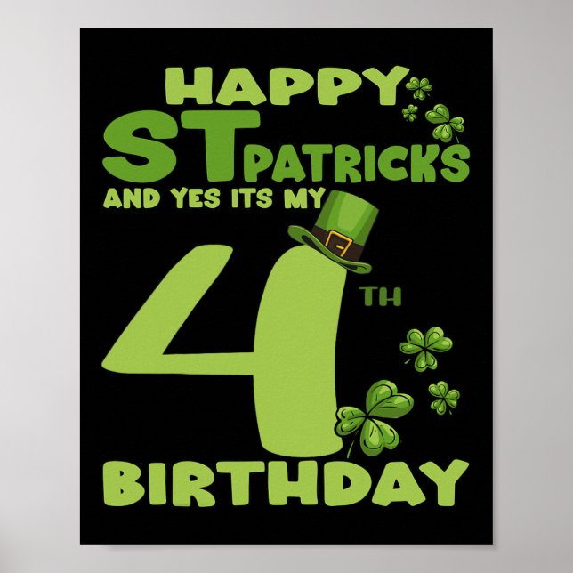Lycklig St patricks day och det är min 4e födelsed Poster (Framsidan)