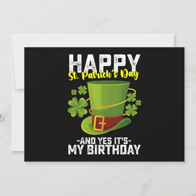 Lycklig St patrick's day och det är min födelsedag Inbjudningar (Framsida)