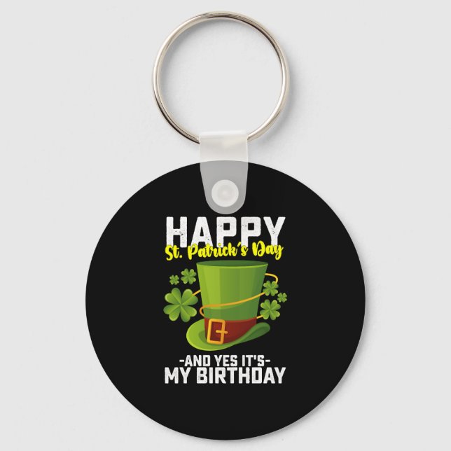 Lycklig St patrick's day och det är min födelsedag Nyckelring (Framsida)