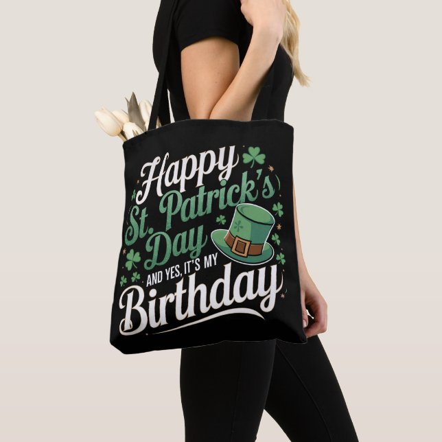 Lycklig St patrick's day och ja min födelsedag Tygkasse (Närbild)