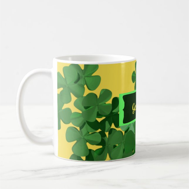 Lycklig St patrick's day och Lycka till Kaffemugg (Vänster)