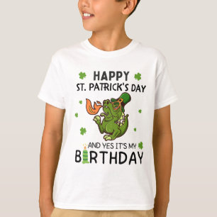 Lycklig St patricks day och min födelsedag T-rex T Shirt