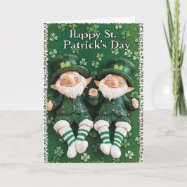 Lycklig St. Patrick's Day och två leprechaun Kort