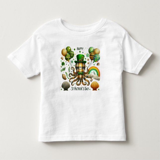 Lycklig St. Patrick's Day Octopus T Shirt (Framsida)