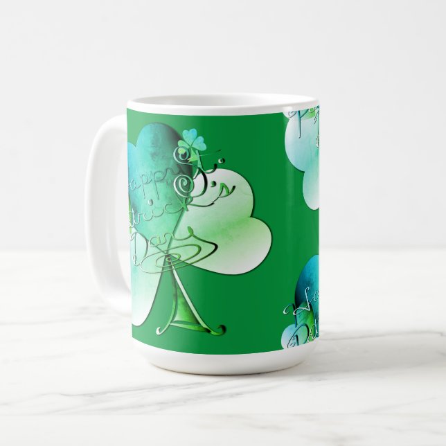 "Lycklig St. Patrick's Day" Original Artwork Kaffemugg (Framsida vänster)