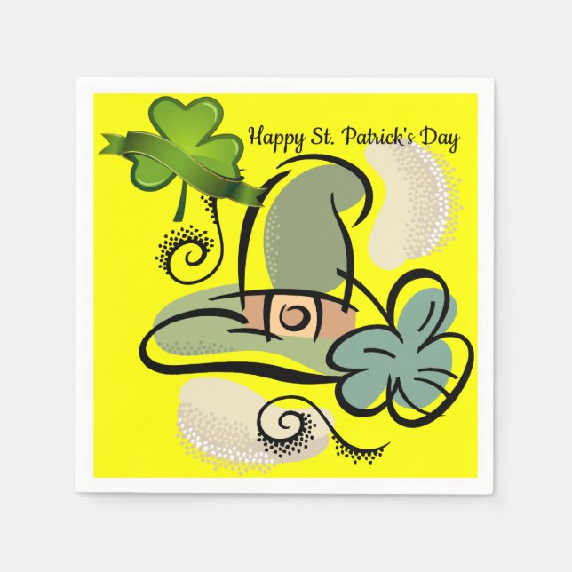 Lycklig St. Patrick's Day Papper Napkins Pappersservett (Framsidan)