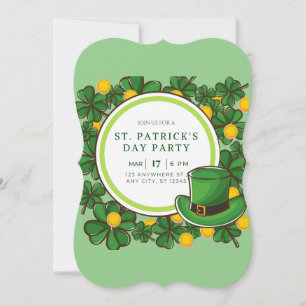 Lycklig St patricks day Party Leprechaun & Shamroc Inbjudningar