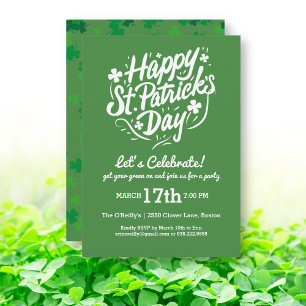 Lycklig St patricks day Party Lucky Shamrock Klöve Inbjudningar