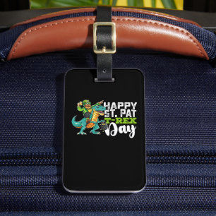 Lycklig St patrick's day Pat T Rex Dinosaur Bagagebricka