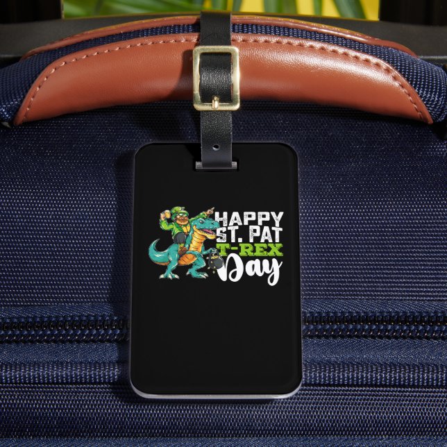 Lycklig St patrick's day Pat T Rex Dinosaur Bagagebricka (Framsida Insitu 2)