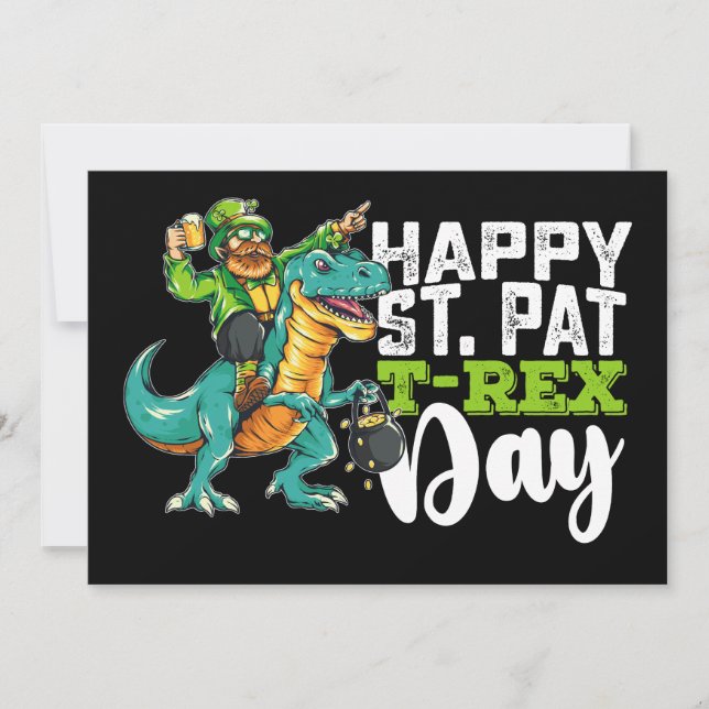 Lycklig St patrick's day Pat T Rex Dinosaur Inbjudningar (Framsida)