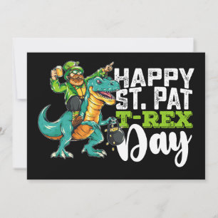 Lycklig St patrick's day Pat T Rex Dinosaur Inbjudningar