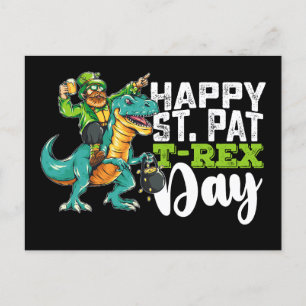 Lycklig St patrick's day Pat T Rex Dinosaur Vykort