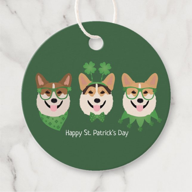 Lycklig St patricks day Pembroke Welsh Corgi Hunda Gåvor Etiketter (Framsida)