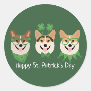 Lycklig St patricks day Pembroke Welsh Corgi Hunda Runt Klistermärke