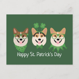 Lycklig St patricks day Pembroke Welsh Corgi Hunda Vykort