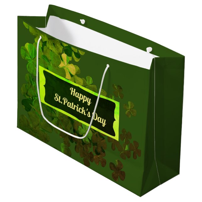 Lycklig St.Patrick's Day,personlig Large Gift Bag (Framsidan Vinklad)