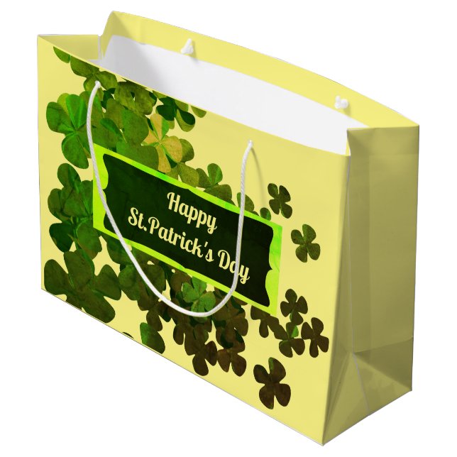 Lycklig St.Patrick's Day,personlig Large Gift Bag (Baksidan Vinklad)