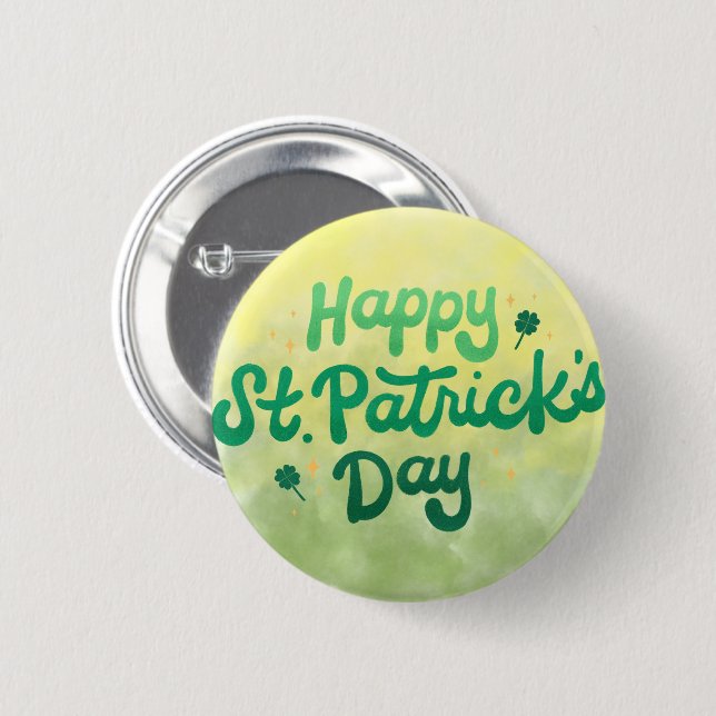 Lycklig St. Patrick's Day Pin Button Knapp (Framsida & baksida)