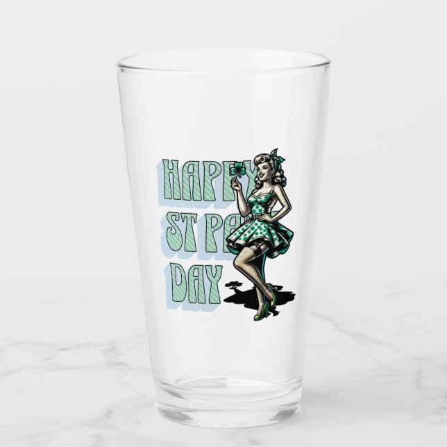 Lycklig St patrick's day Pinup Girl med Shamrock Glaskopp (Framsida)