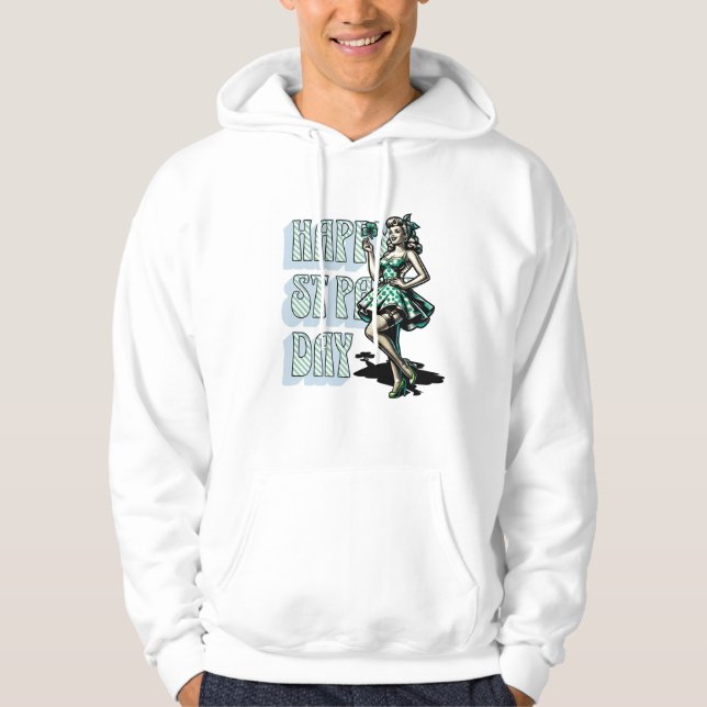 Lycklig St patrick's day Pinup Girl med Shamrock Hoodie (Framsida)