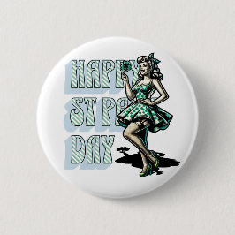 Lycklig St patrick's day Pinup Girl med Shamrock Knapp