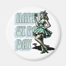 Lycklig St patrick's day Pinup Girl med Shamrock Magnet